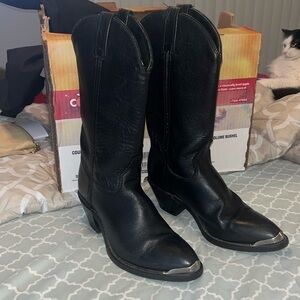 Harley Davidson Vintage 9M Black Leather Cowboy Western Biker Boot Pull On